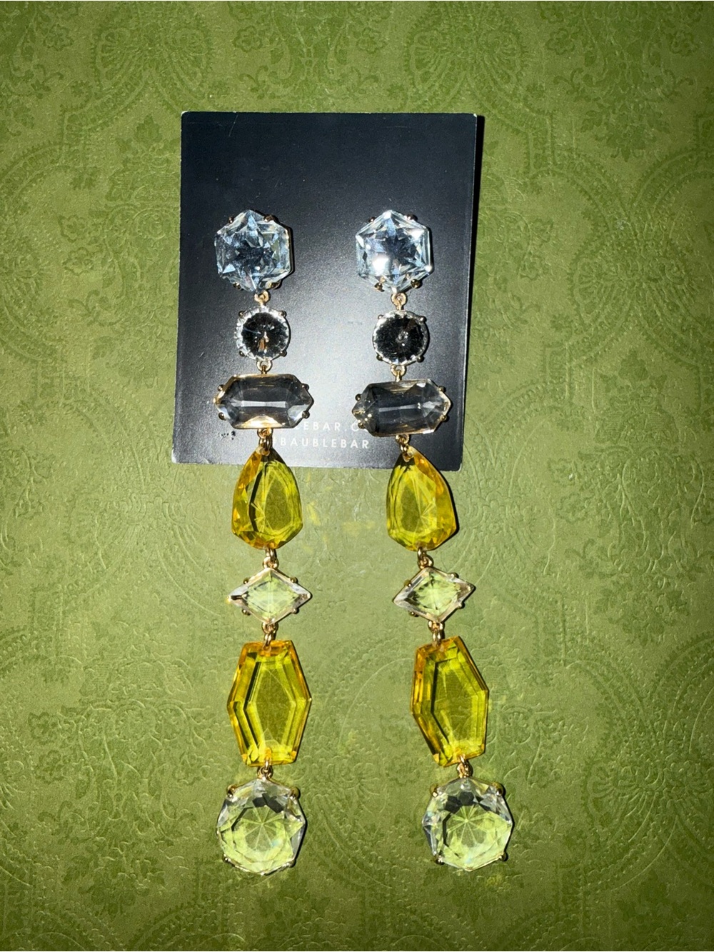 BaubleBar Yellow and Clear Multi-Stone Drop Earrings